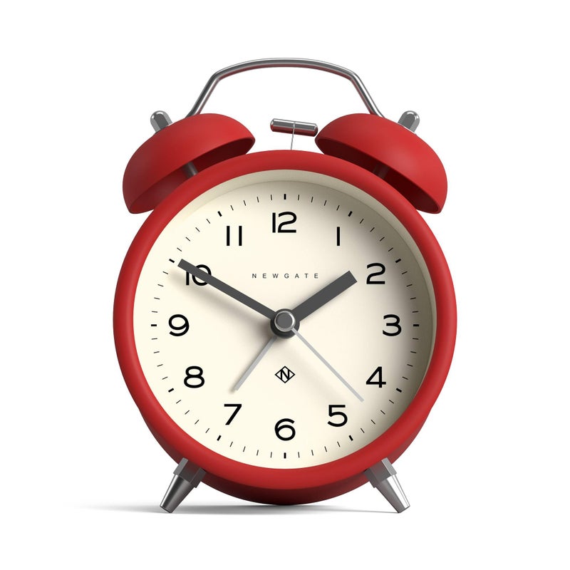 NEWGATEÂ® Charlie Bell Echo Alarm Clock | Modern take on Classic Twin Bell Clock | Red | Easy to Read Numbers | Ideal for Bedside, Desk or Shelf | Modern Retro Bedroom & Office Accessory - Image 1